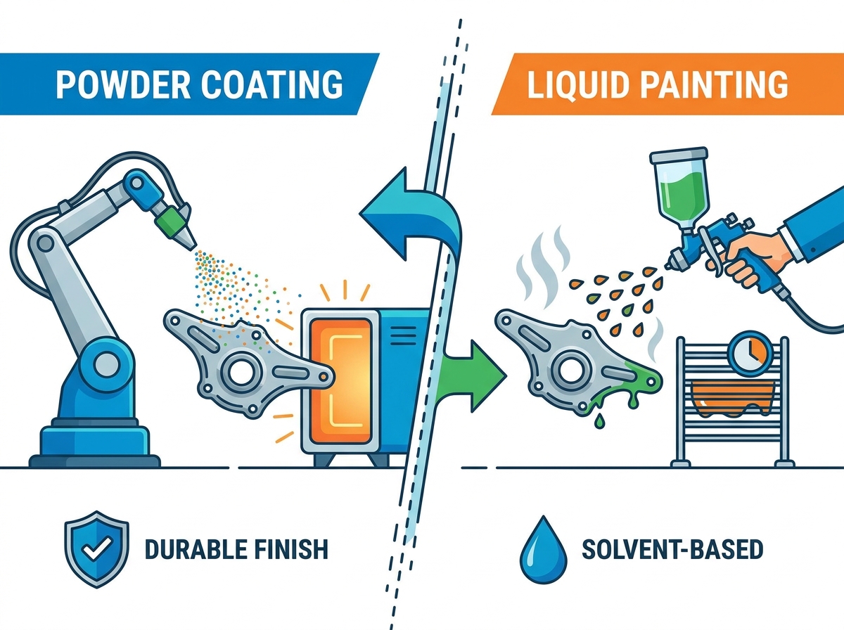 Industrial powder coating application process on metal parts